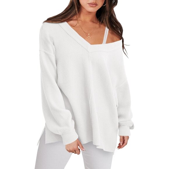 Oversized Women´s Long Sleeve Shirt Off Shoulder V...